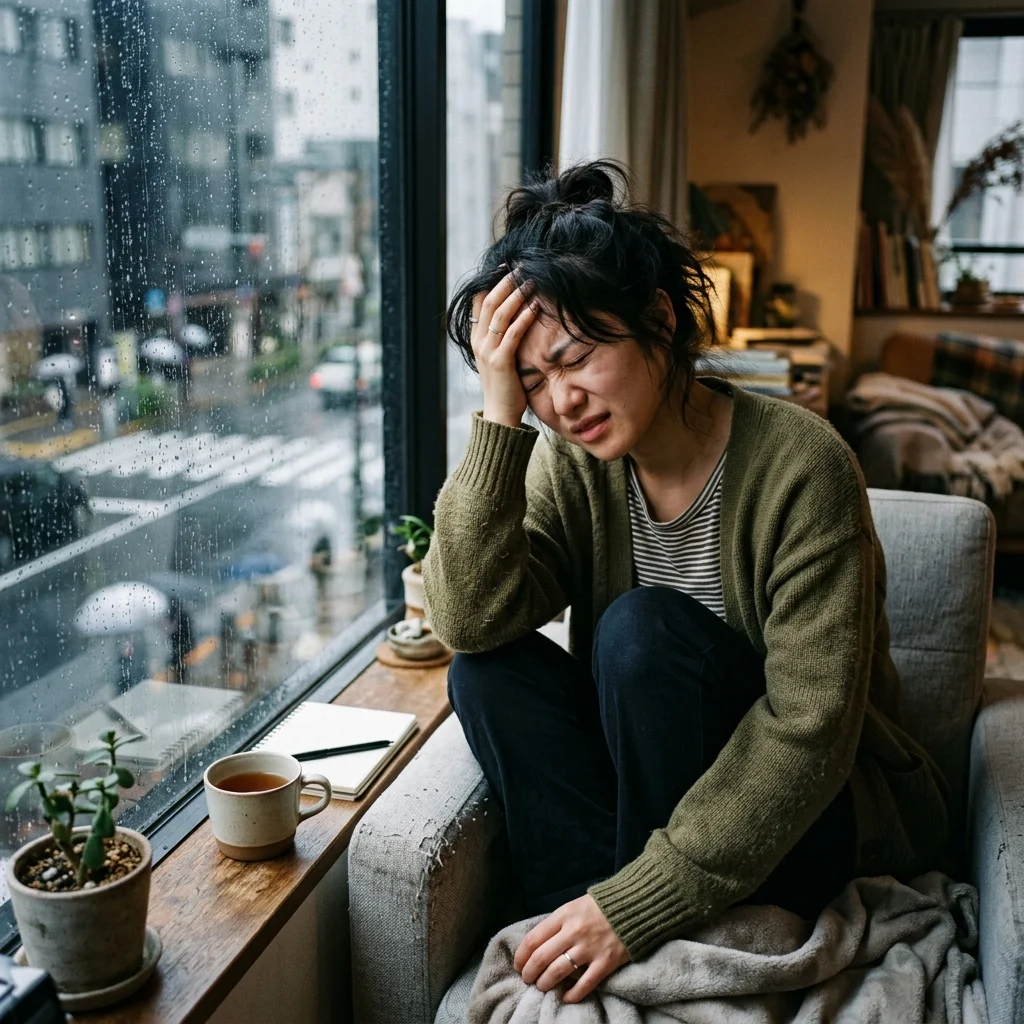 20代女性の気圧変化・天気痛・めまいのお悩み共感イメージ