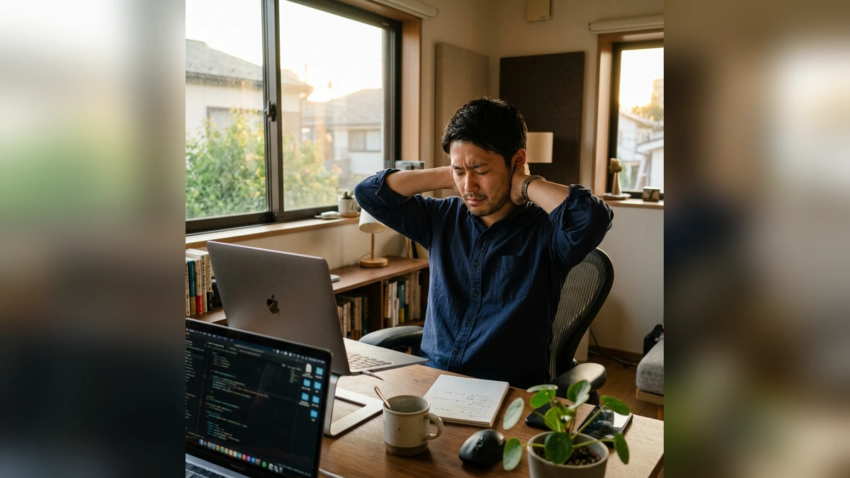 五十肩で腕が上がらず肩を気にする日本人男性