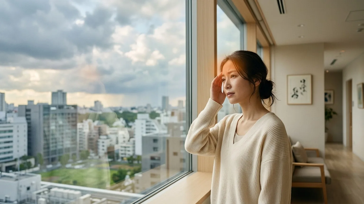 天気や気圧の変化で起こる頭痛のイメージ